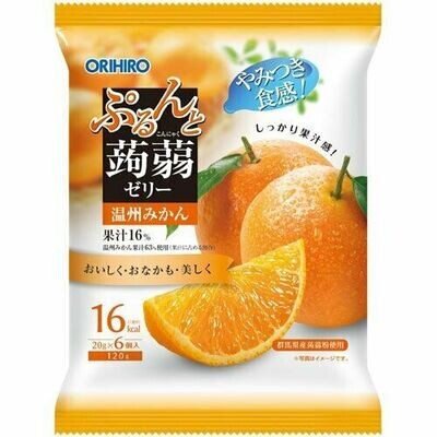 Orihiro &quot;Purunto Konnyaku Jelly, Mikan flavor&quot; Konjac Fruits Jelly, 20g x 6 pc