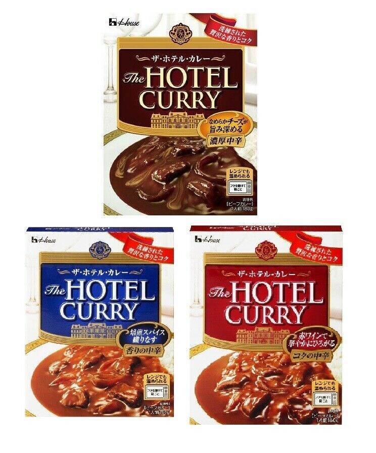 House, &#39;Hotel Curry&#39; Retort Curry, Medium Hot, 3 Kinds, 180g