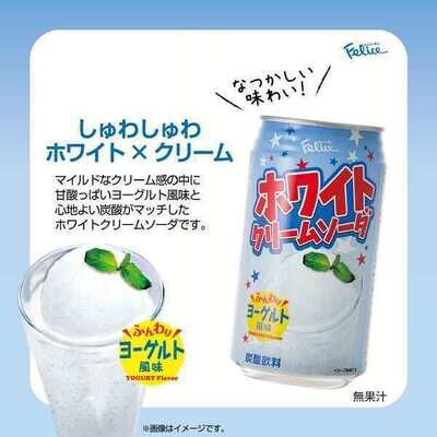 Tominaga, White Cream Soda, Fizzy Drink, Yogurt Flavor, Japan, 350g x 24 cans