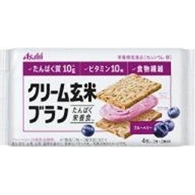 Asahi, Cream Bran, Wheat Bran &amp; Brawn Rice Sandwiches with Cream, Blueberry - Sweet and sour taste, 2pcs in 1 bag. 72g