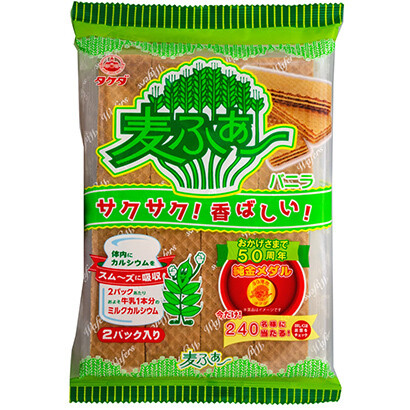 &#39;Mugi Fa&#39;, Wafer, Vanilla Cream, Japan snack, Long seller, 16bars in 1 pack.