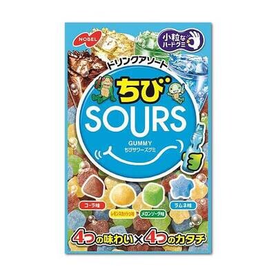 Nobel &quot;Chibi Sours gummy&quot;, Drink Assort, Cola, Soda,  80g