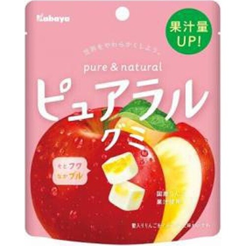 Kabaya, &quot;Pureral&quot; Fruits Gummy, Apple, 1 bag, 58g