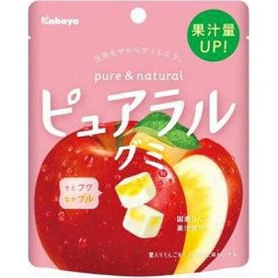 Kabaya, &quot;Pureral&quot; Fruits Gummy, Apple, 1 bag, 58g