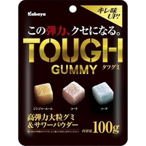 Kabaya, "Tough Gummy", Ginger Ale, Cola & Soda flavors in 1 bag, 100g