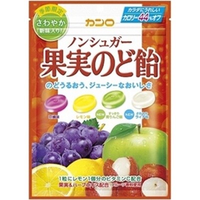 Kanro &quot;Non Sugar Kajitsu Nodo Ame&quot; Sugar-free Fruits Hard Candy Assort, 90g