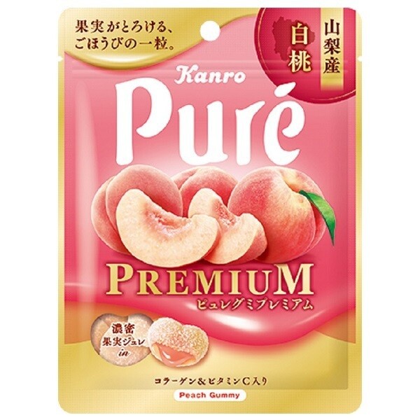 Kanro, Pure Gummy Premium, White Peach, 54g