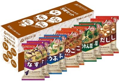 Amano Foods &quot;Itsumo no Omisoshiru&quot;, Freeze-dried Miso Soup, 5 kinds, 10 cups