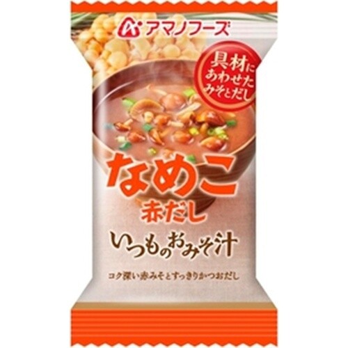Amano Foods &quot;Itsumo no Omisoshiru&quot;, Freeze-dried Miso Soup, Nameko Mushroom,1 serving