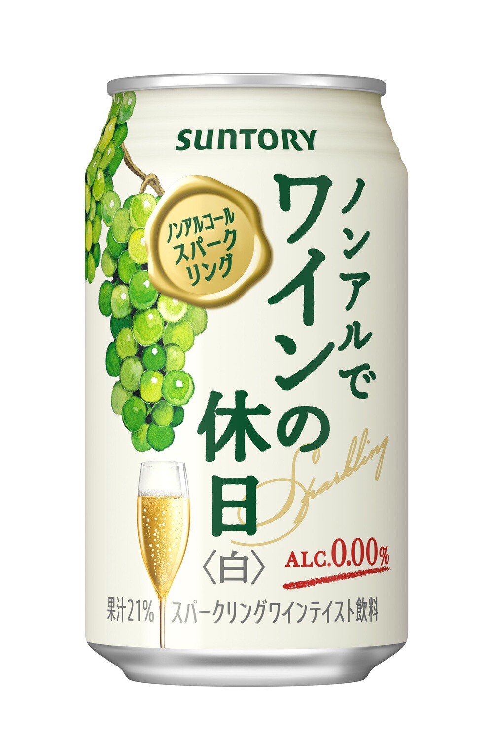 Suntory, &quot;Wine no Kyujitsu&quot;, Non Alcohol Wine Taste Sparkling Drink, White, 350ml