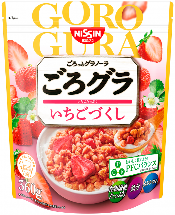 Nissin, "Goro Gura" Strawberry Granola, 360g in 1 bag