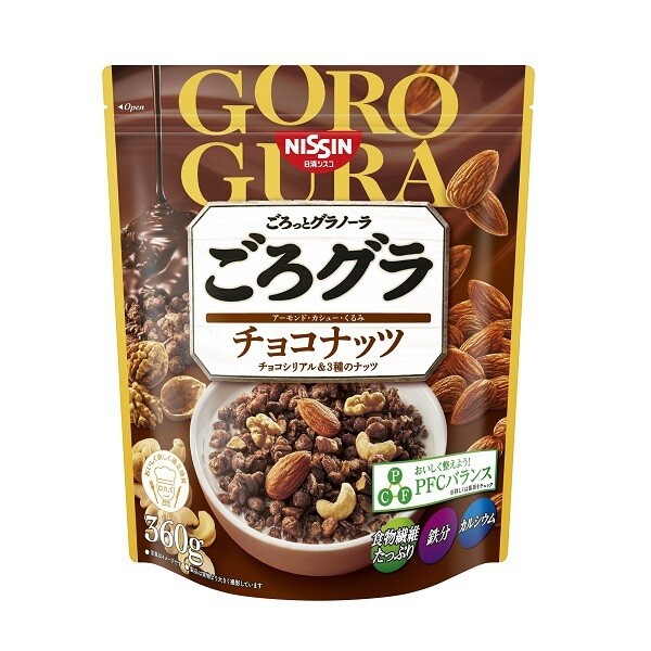 Nissin, &quot;Goro Gura&quot; Chocolate Granola and nuts, 360g in 1 bag