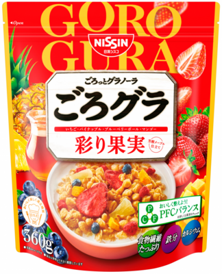 Nissin, &quot;Goro Gura&quot; Irodori Kajitsu, Mixed Fruits Granola, 360g in 1 bag