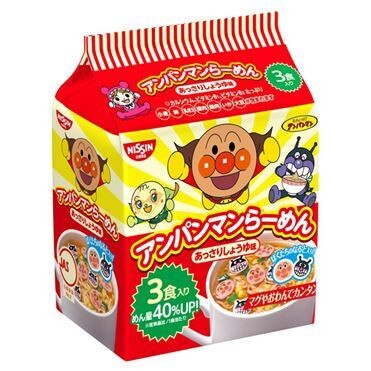 Nissin, Anpanman Ramen, Soy Sauce Soup, 3 mini noodles