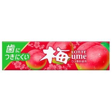 Lotte Non-Stick Ume Chewing Gum, Retro Design, 9 Pieces × 15 Packs