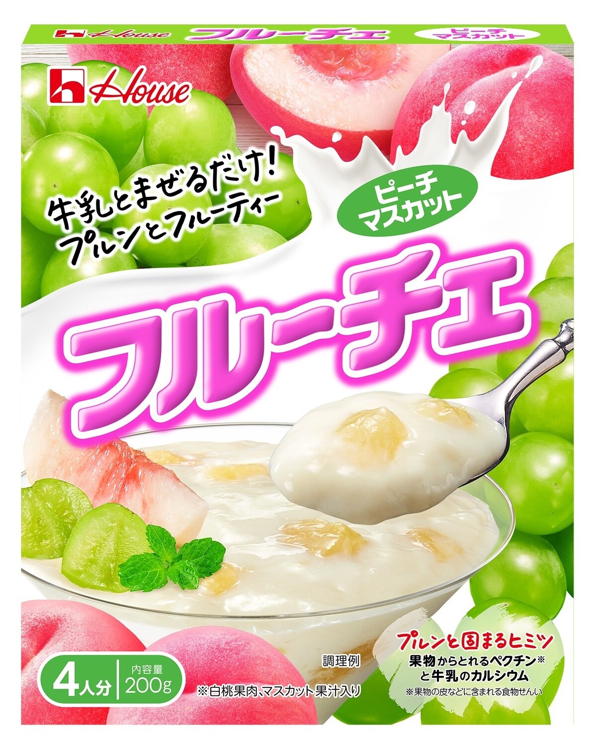 Very Rich &amp; Delicious, &quot;Furuche&quot;, Milk &amp; Fruits Jelly Mix, Peach and Muscat flavor, 200g