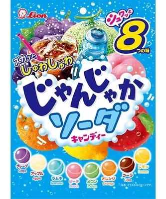Lion, Jan Jaka Soda, 8 Kinds Assort Hard Candy, Melon, Grape, Cola 114g