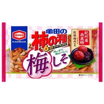 Kameda &quot;Kakinotane, Ume Flavor&quot; Spicy Rice cracker with peanuts, 6 packs in 1 bag,