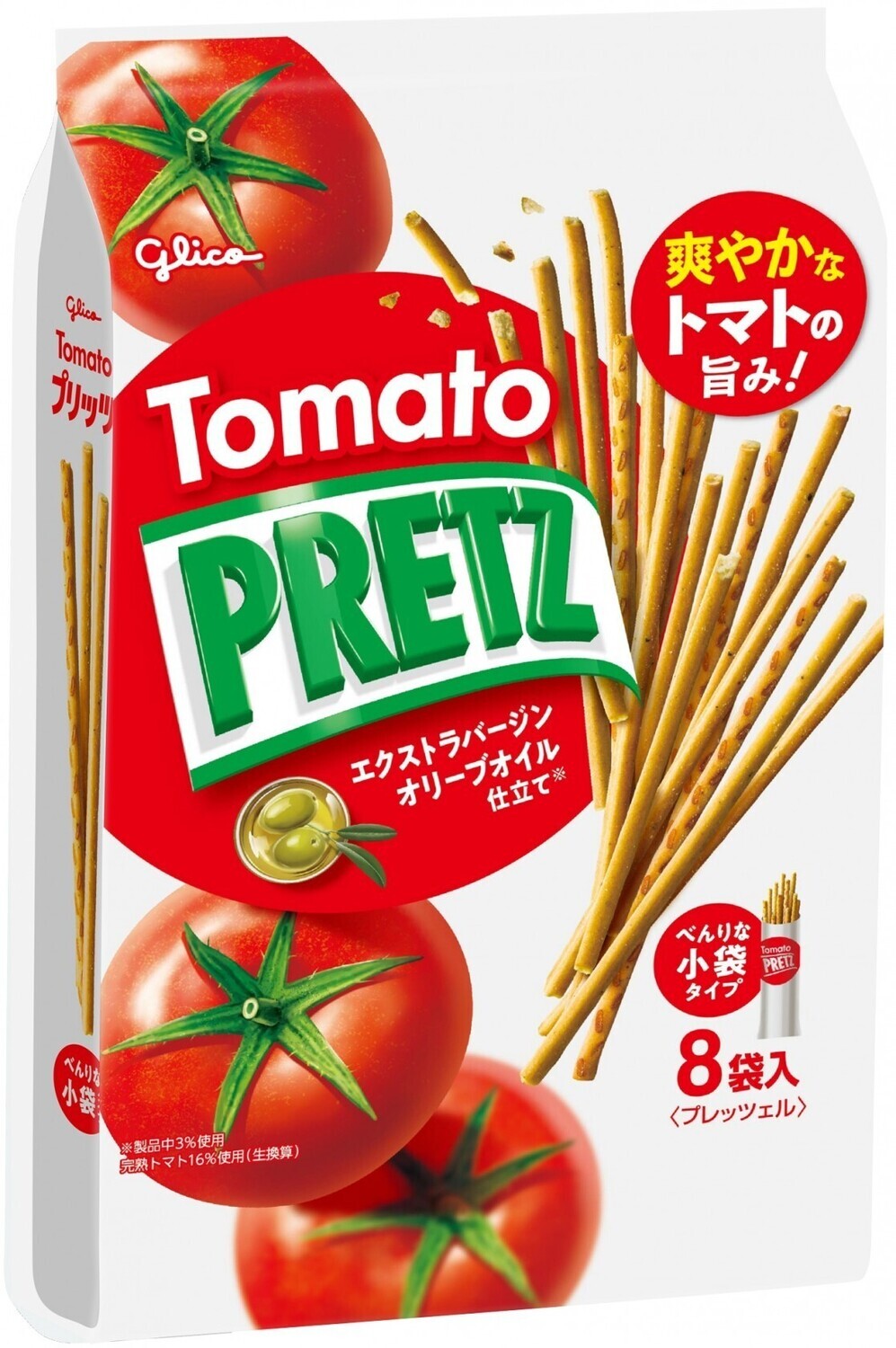 Glico &quot;PRETZ&quot;, Tomato, 8 mini packs in 1 bag