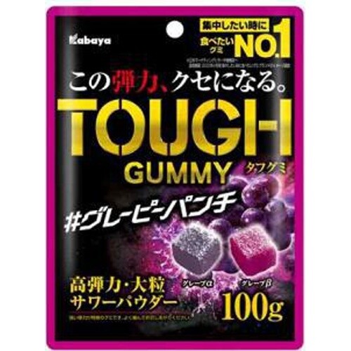 Kabaya, &quot;Tough Gummy&quot;, Grape Punch flavors in 1 bag, 100g