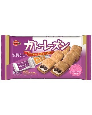 Bourbon, &quot;Gateau Raisin&quot; Soft Cookie Sandwiches, Butter &amp; Caramel, 8pcs in 1 bag