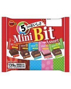 Bourbon, Mini Bit Assort, 5 kinds of Chocolate Assortment, 139g, 16 pcs in 1 bag
