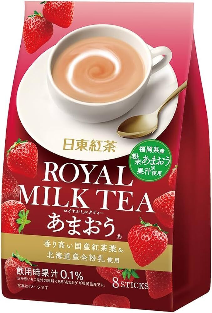 Nittoh, Royal Milk Tea, Amaou Strawberry Flavor, 8 sticks