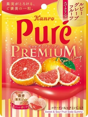Kanro, Pure Gummy Premium, Pink Grapefruit Sparkling, 54g