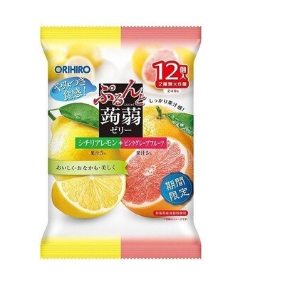 Orihiro "Purunto Konnyaku Jelly, Lemon & Pink Grapefruit flavor" Konjac Fruits Jelly, 20g x 12 pc