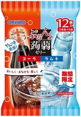 Orihiro "Purunto Konnyaku Jelly, Cola & Ramune flavor" Konjac Fruits Jelly, 20g x 12 pc