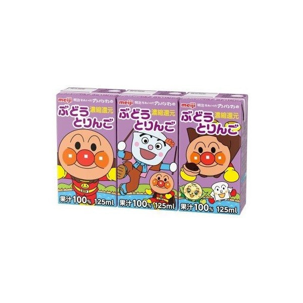 Meiji, Anpanman Drink Series, Grape &amp; Apple Mixed Juice, 125ml x 3,