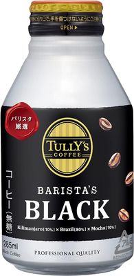 Tullys&#39;, Barista&#39;s Black, Canned Coffee, 285ml in Aru Can x 24 cans