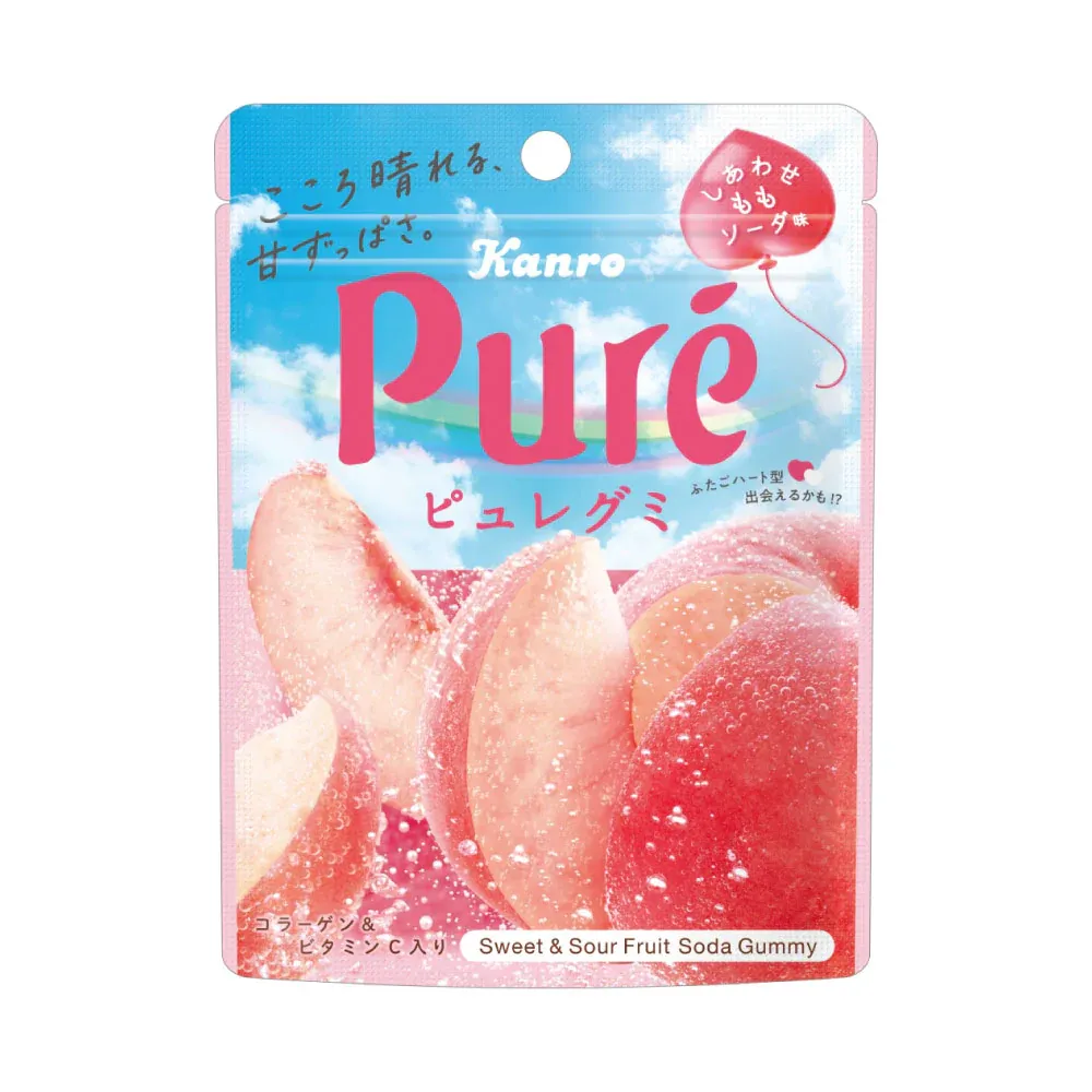Kanro, Pure Gummy, Peach Soda flavor, 56g
