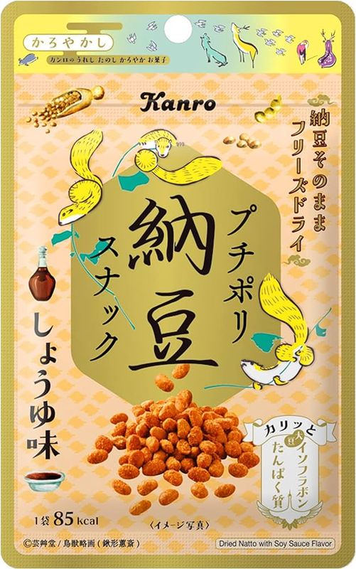 Kanro &quot;Puchi Pori Natto, Soy Sauce Flavor&quot; Freeze Dried Crispy Natto, 16g