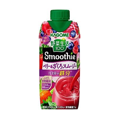 Kagome, Yasai Seikatsu, Smoothie, Berry &amp; Pomegranate, 100% Mixed Juice, 330ml