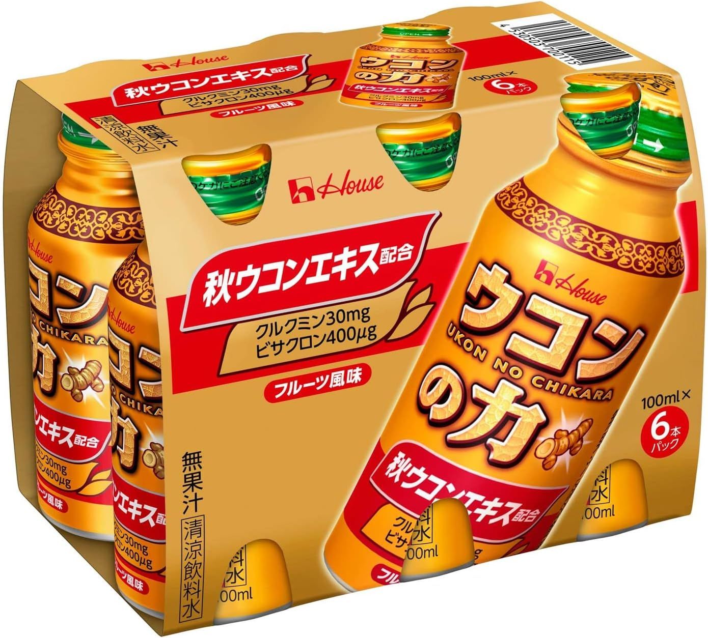 House, &#39;Ukon no Chikara&#39;, Ukon Drink, To avoid/recovery from hangover 100ml x 6 bottles