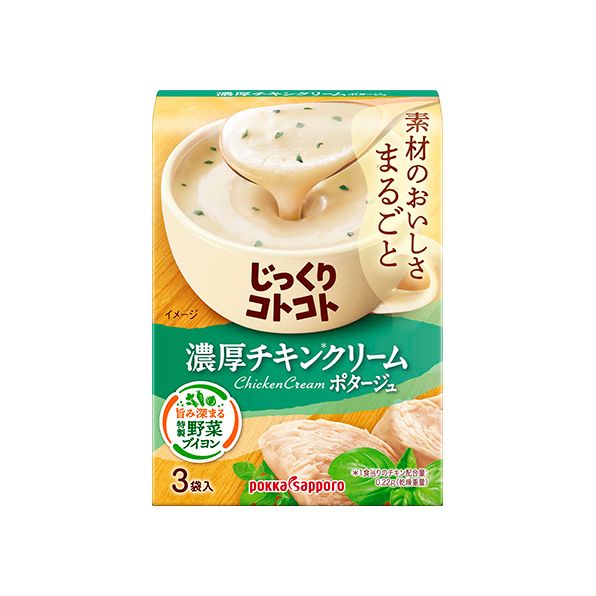 Pokka, Jikkuri Kotokoto, Rich Chicken Cream, Instant Soup, 3 bags in 1 box