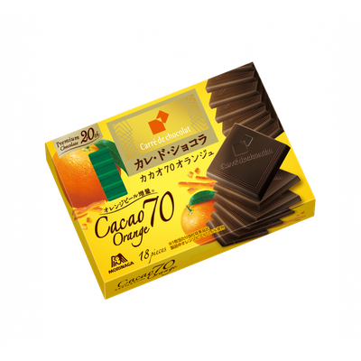Morinaga, Carre de Chocolat, Cacao 70 Orange, 18 pcs