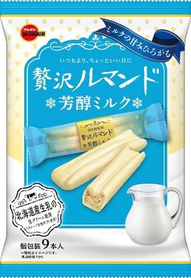 Bourbon, Zeitaku Lumando, Rumando Hojun Milk, Crepe cookies, 9 bars in 1 pack