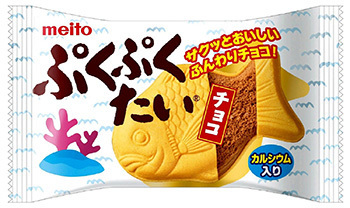 Meito &quot;Puku Puku Tai, Chocolate&quot;, Taiyaki Shaped Monaka, 17g