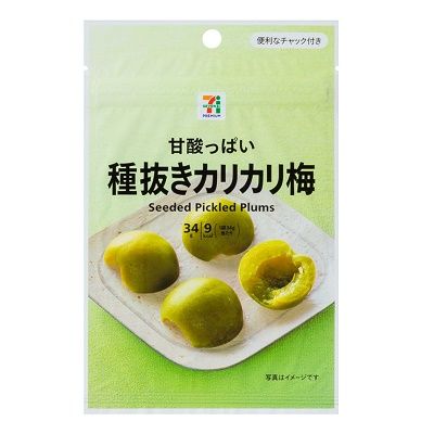Seven Premium, Amazuppai Karikari Ume, Seeded Pickled Ume Plum, Crispy, 34g