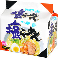 Sanyo Syokuhin &quot;Shio Ramen, Salt Flavor Noodles&quot; 5 packs in 1 bag, 500g