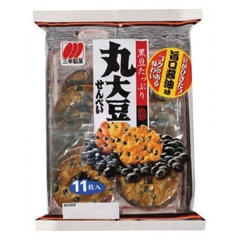 Sanko &quot;Marudaizu Senbei&quot;, Rice Cracker with Black Bean, 10pc in 1 bag