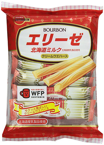 Bourbon &quot;ELISE, Milk Cream Wafer&quot; Crepe cookies, 16 bars in 1 pack, 65g