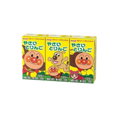 Meiji, Anpanman Drink Series, Vegetable &amp; Fruits Mixed Juice, 125ml x 3,