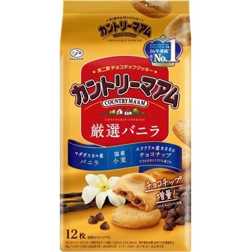 Fujiya, Country Ma&#39;am, Choco Chip Soft Cookie, Vanilla, 12 pcs
