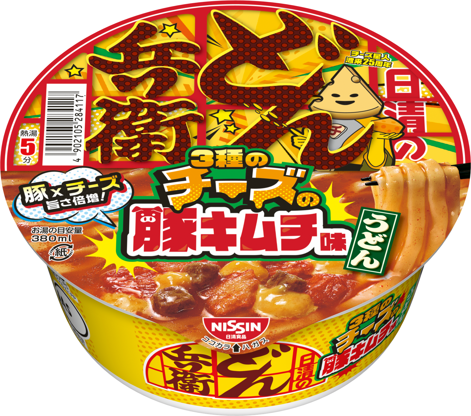 Nissin, Donbei, Buta kimchi Cheese Udon, Pork and Kimchi, 82g