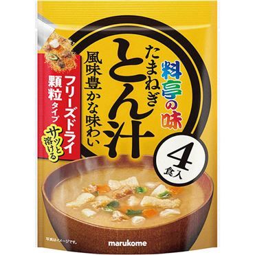 Marukome,  Instant Freeze-dried Miso Soup, Tonjiru, Onion &amp; Pork, 4 servings, 40g