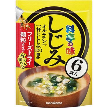 Marukome, Freeze-dried Instant Miso Soup, &quot;Ryotei no aji&quot; Water Clam, Shijimi, 6 cups, 42g