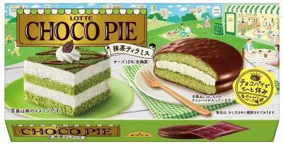 Lotte, Choco Pie, Matcha Tiramisu, 6 pc in 1 box, Regular size, Cheese Cream Sandwich